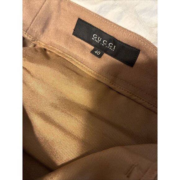 Gucci New Authentic Tan Brown Khaki Wool Flare Wide Dress Pants 40 US 4 Small - Picture 9 of 12